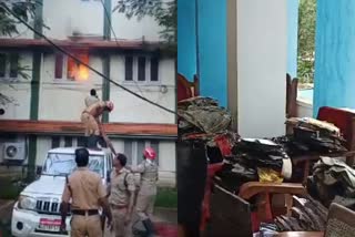 Fire breaks out in Kollam Mayor office room  Kollam Mayor  Kollam  Fire  കൊല്ലം മേയറുടെ ഓഫിസ് മുറിയില്‍ തീപിടിത്തം  തീപിടിത്തം  കൊല്ലം കോർപ്പറേഷൻ  Kollam corporation  ഷോട്ട് സർക്ക്യൂട്ട്  short circuit