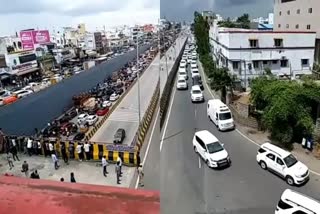 CM KCR meeting affects people AS CMs Convoy causes huge traffic jam at Hyderabad Vijayawada National Highway