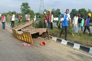 तेज रफ्तार ट्रक ने पेड़ लगा रहे मजदूर को कुचला