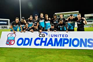 New Zealand team won ODI series  New Zealand vs West Indies  New Zealand beat West Indies  न्यूजीलैंड ने वेस्टइंडीज को हराया  एकदिवसीय अंतरराष्ट्रीय क्रिकेट मैच