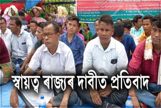karbi bodies stage protest on demanding implementation of 244 a