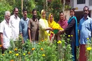 POOKALAM  ONAM  FLOWER FARMING  KUDUMBASHREE  MALAPPURAM  THAVANOOR  onam celebration  വീട്ടുമുറ്റം പൂക്കൃഷി  വീട്ടുമുറ്റം പൂക്കൃഷി  മലപ്പുറം  ഓണം പൂക്കളം  പൂക്കൃഷി  തവനൂർ പഞ്ചായത്ത് പ്രസിഡന്‍റ്  പൂക്കൃഷി വിളവെടുപ്പ്