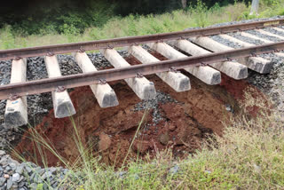 Landslide under railway line in Dhanbad going to MPL Gaya Howrah Grand Card Rail Line passes nearby