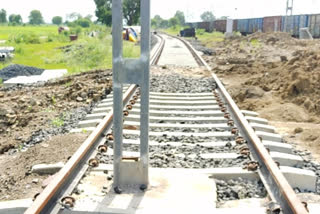 Electric pole on railway track