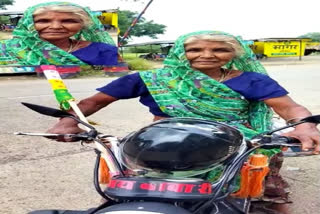 80 year old lady from Madhya Pradesh drives 600 km by bike