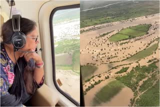 Vasundhara Raje conducts an aerial survey