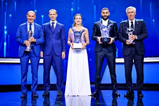 UEFA Awards  uefa awards to karim benzema  uefa awards to alexia putellas  करीम बेंजेमा को UEFA पुरस्कार  एलेक्सिया पुटेलस को UEFA पुरस्कार  यूएफा पुरस्कार