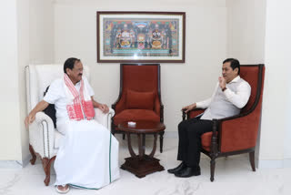 Central minister Sarbananda Sonowal meets M Venkaiah Naidu in New Delhi
