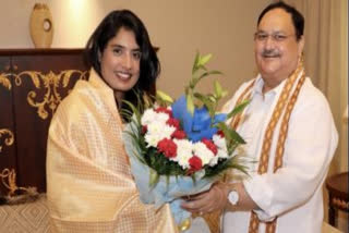 BJP national president JP Nadda meets ex cricketer Mithali Raj in Hyderabad