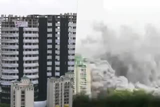 Noida Twin Tower demolished  Noida Twin Tower  Noida  കുത്തബ് മിനാറിനേക്കാള്‍ ഉയരമുള്ള കെട്ടിടങ്ങള്‍  അപെക്‌സും സെയാനും നിലംപൊത്തി  അപെക്‌സ്  സെയാന്‍