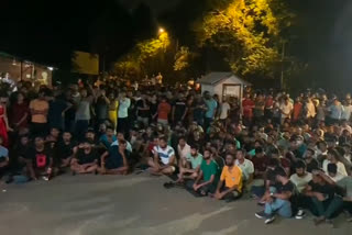 Students protesting at JNU gate saw live match by putting up a screen