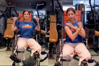 Shilpa Shetty workouts on wheelchair