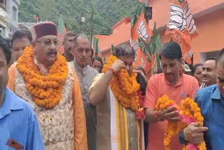 BJP state president Mahendra Bhatt warmly welcomed in Pauri