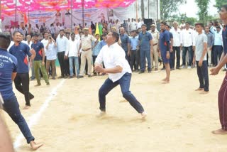 Ramesh Meena played Volley ball in Karauli