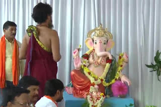Ganpati idol installed at Hubbali Idgah ground