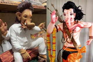 Ganesh Idols Inspired By Allu Arjun And Ram Charan,Allu Arjun craze hits Ganesh Chaturthi,Ganesh Chaturthi 2022,Ganesh Idols Inspired By Allu Arjun,Ganesh Idols Inspired By Ram Charan,Pushpa Raj inspired Ganapati idols,ಗಣೇಶೋತ್ಸವ 2022,ಗಣೇಶ ಮೂರ್ತಿಗಳು,ಸಿನಿಮಾ ನಟರ ಗೆಟಪ್​ನಲ್ಲಿ ಗಣೇಶ ಮೂರ್ತಿಗಳು,ಅಲ್ಲು ಅರ್ಜುನ್‌ ಗೆಟಪ್​ನಲ್ಲಿ ಗಣೇಶ ಮೂರ್ತಿಗಳು,ರಾಮ್ ಚರಣ್ ಗೆಟಪ್​ನಲ್ಲಿ ಗಣೇಶ ಮೂರ್ತಿಗಳು