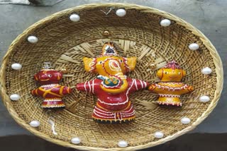 ganesh idols made from barley by baleshwari art centre in baleswar