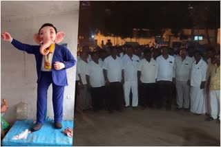 dalit-organizations-oppose-ganesha-idol-of-ambedkar