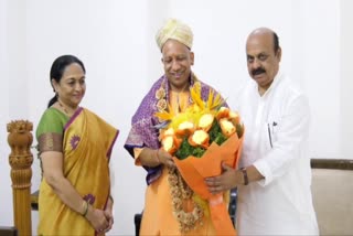 UP CM Yogi visits CM Bommai Govt Residence