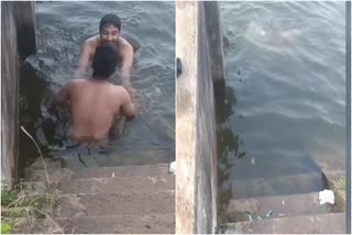 school student drowned in lake video  സ്‌കൂൾ വിദ്യാർഥി മുങ്ങിമരിച്ചു  കാഞ്ചീപുരത്ത് വിദ്യാർഥി മുങ്ങിമരിച്ചു  student drowned while palying with friends  tamilnadu news  തമിഴ്‌നാട് വാർത്തകൾ  ദേശീയ വാർത്തകൾ  അപകട വാർത്തകൾ  accident news  national news  തടാകത്തിൽ കളിക്കുന്നതിനിടെ മുങ്ങിമരിച്ചു