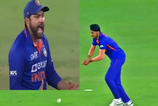 Rohit Sharma's reaction after Arshdeep missed Asif's catch