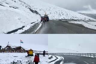 snowfall in Manali Leh highway