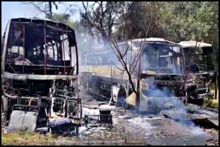 Buses caught fire in Gurugram