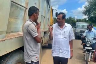 mla-t-venkataramanayya-warns-the-lorry-driver-fix-the-road