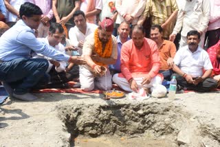 Bus stand parking construction started behind geogrid wall