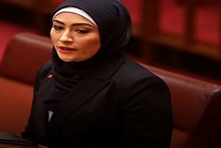 Australia's senator Fatima Payman breaks down in tears during her speech to the senate