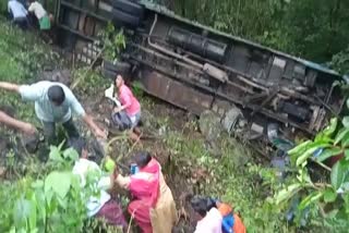 bus falls down hillside in Kerala