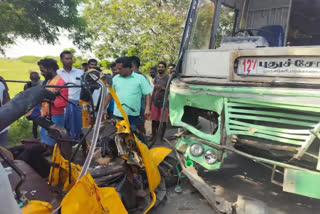 அரசுப் பேருந்தும் ஆட்டோவும் நேருக்கு நேர் மோதல்