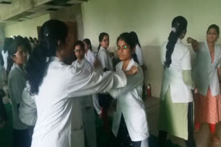 Self defense training being given to girls