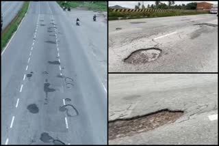 thousands of potholes on tumkur national highway