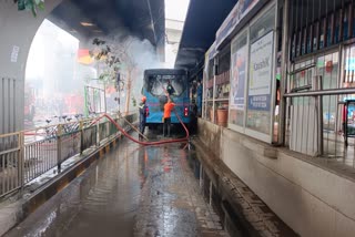 Fire breaks out in a bus in Ahmedabad's Memnagar station