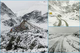 Snowfall in Manali Leh road Shinkula Pass