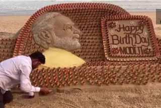 Artist Sudarsan Pattnaik creates sand sculpture wishing PM Modi on his birthday