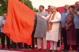 Union Home minister Amit Shah flags off PM Modi cross country slum run at Dhyan Chand National stadium