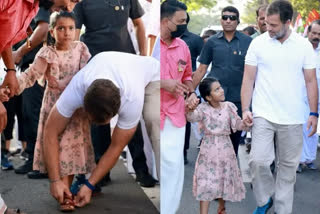 Day 11 of Bharat Jodo Yatra: Rahul Gandhi fixes young girl sandals as she marches along In Kerala