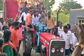 KGF MLA Rupakala Drives Tractor