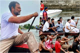 Bharat Jodo Yatra  Rahul Gandhi participated in the boat race  Rahul Gandhi  boat race  പുന്നമടക്കായലില്‍ തുഴയെറിഞ്ഞ് രാഹുല്‍ ഗാന്ധി  രാഹുല്‍ ഗാന്ധി  ഭാഗത് ജോഡോ യാത്ര  കോണ്‍ഗ്രസ് നേതാവ് രാഹുല്‍ ഗാന്ധി  വള്ളം കളി  എഐസിസി ജനറല്‍ സെക്രട്ടറി