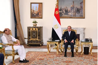 Defense Minister Rajnath Singh calls on President of Egypt Abdel Fattah El-Sisi in Cairo