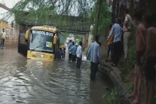 School bus stuck in Faridabad