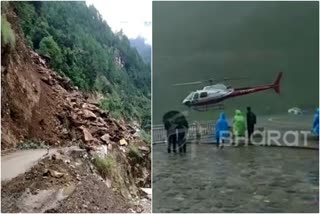 sudden landslide in kedarnath highway  landslide in kedarnath highway in rudraprayag  Heavy rain in Uttarakhand  ಎಡೆಬಿಡದೆ ಸುರಿಯುತ್ತಿರುವ ಮಳೆ  ಕೇದಾರನಾಥ ತೆರಳುವ ಮಾರ್ಗದಲ್ಲಿ ಭೂಕುಸಿತ  ಮಳೆಯಿಂದಾಗಿ ಜನಜೀವನ ಅಸ್ತವ್ಯಸ್ತ  ಮಳೆಯಿಂದಾಗಿ ಚಾರ್ಧಾಮ್ ಯಾತ್ರೆಗೂ ತೊಂದರೆ  ಹೆದ್ದಾರಿಗಳಲ್ಲಿ ಸಂಚಾರ ಅಸ್ತವ್ಯಸ್ತ