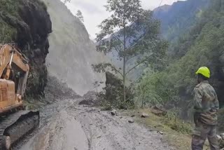 gangotri highway closed at helgu gad in uttarkashi due to landslide