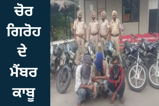 Three members of the gang of thieves arrested along with the stolen motorcycles