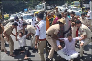 Congress workers Protested by blocking road