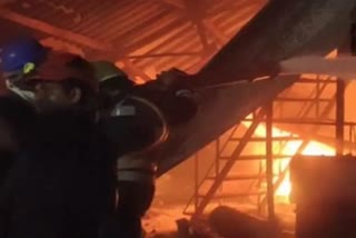 Fire breaks out at auto parts godown in Vadodara Gujarat