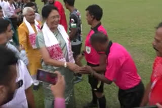 mp queen oza inaugurates football match in nalbari