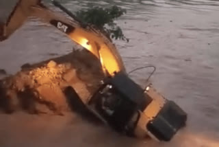 JCB Machine overturned in canal